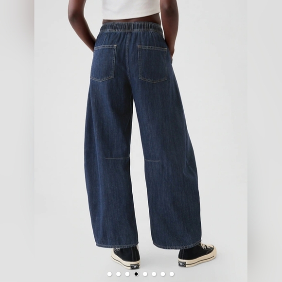 GAP Mid Rise Easy Horseshoe Jeans 12T Relaxed Barrel Leg Dark Indigo Cotton Tall - Picture 2 of 11